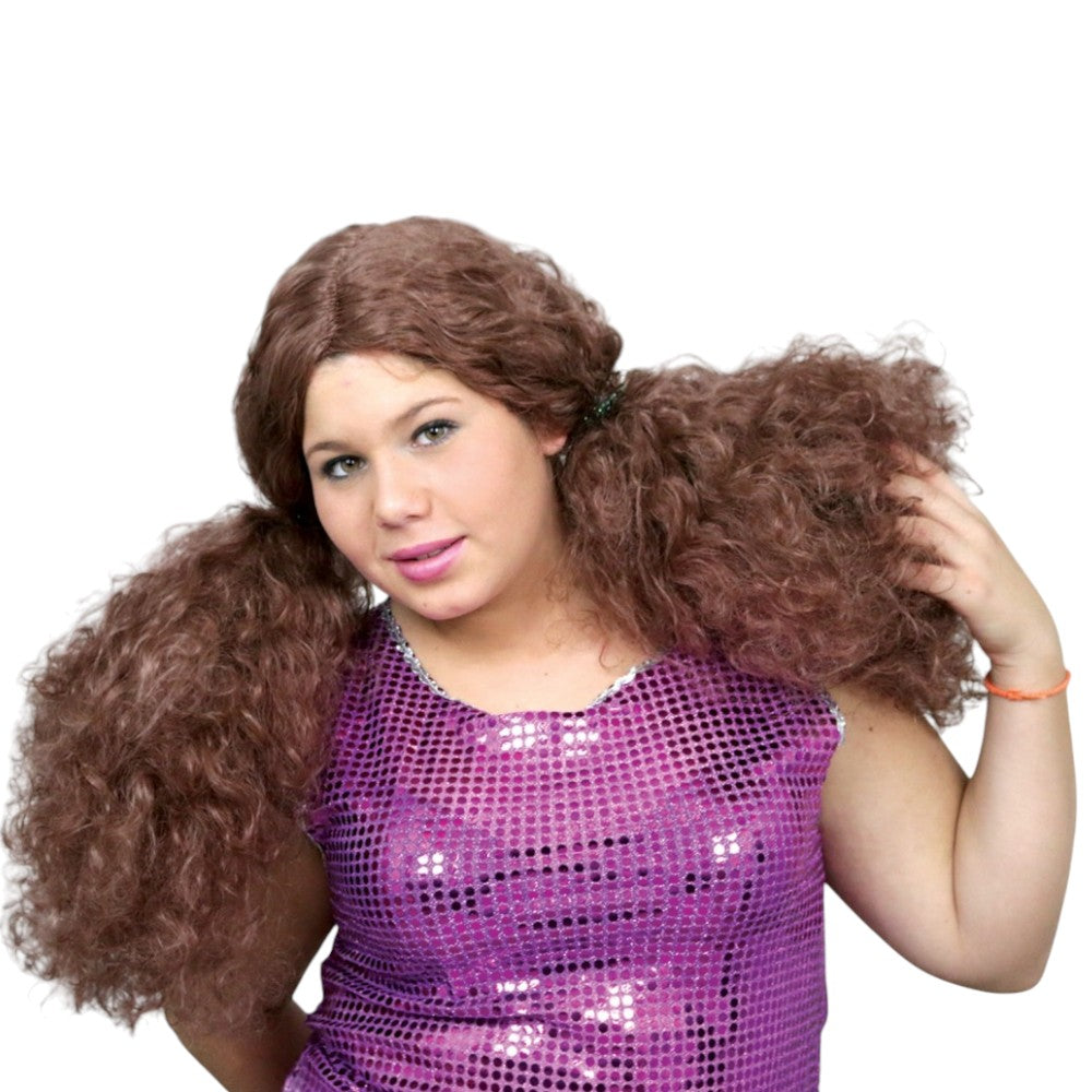 MaskarataΠερούκα Σύλβια Σγουρή Με Καφέ Κοτσίδιαpapell.gr